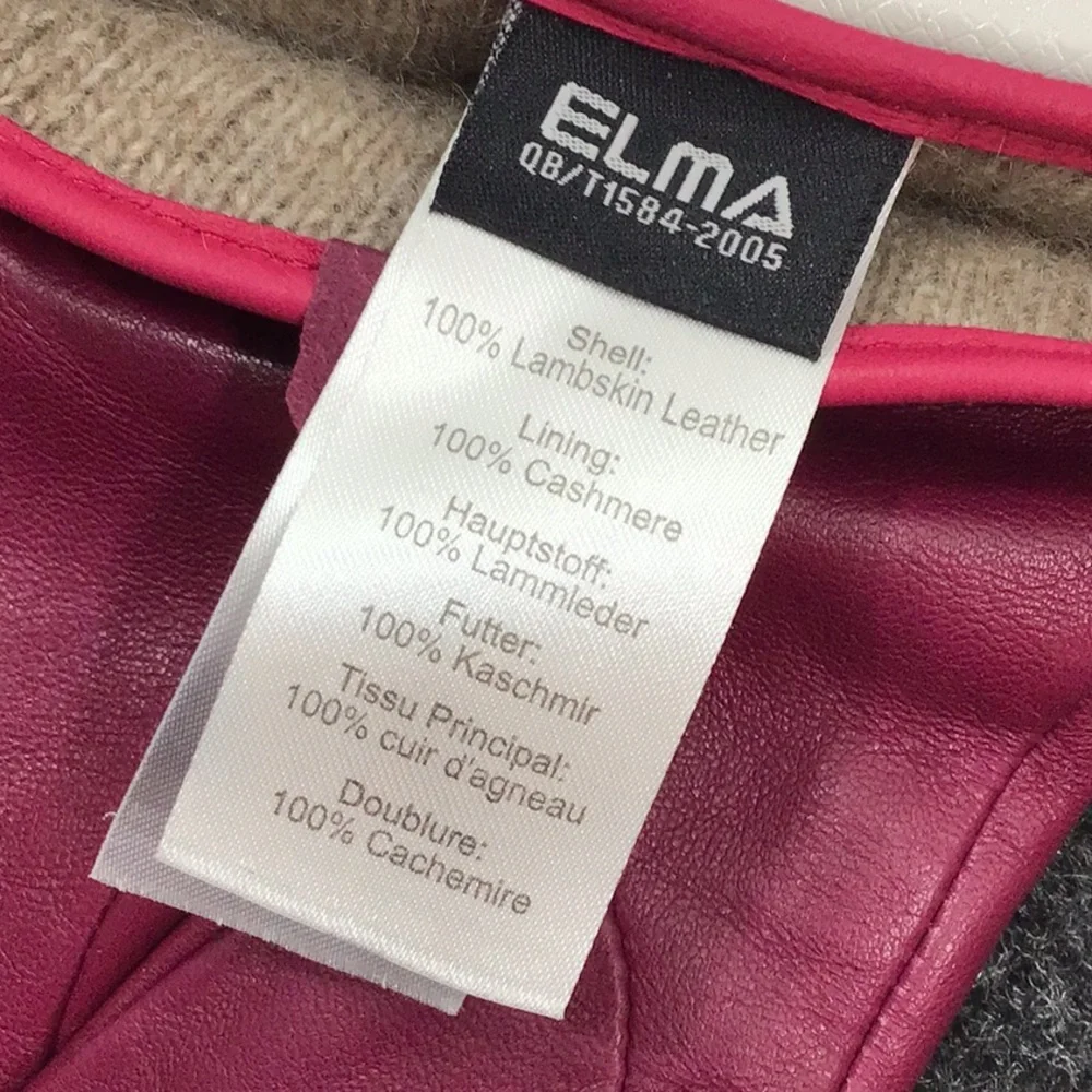 Elma violet lamb skin leather gloves with cashmere lining